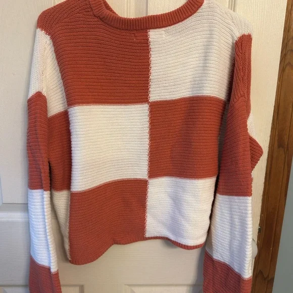Moon & Madison Colorblock Checker Knit Sweater Crop Boxy Cozy L - Picture 3 of 6